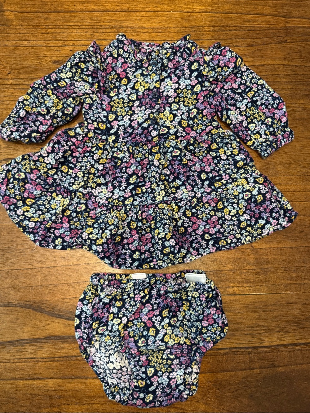GAP Navy Floral Dress & Bloomers - Pink, Yellow, White 6-12 mo